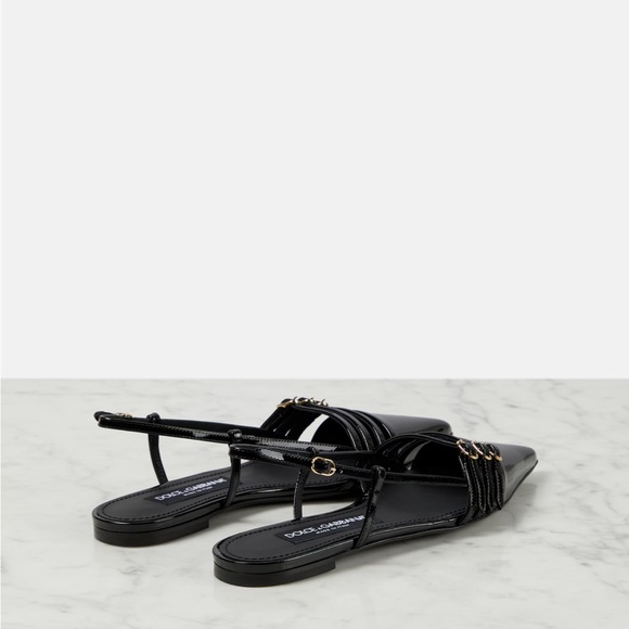 New Dolce & Gabbana Black Patent Leather Flats Size 41/11 - Picture 4 of 7